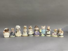 A collection of Beatrix potter figures by Royal Doulton and Royal Albert including Mr Toad Flax,