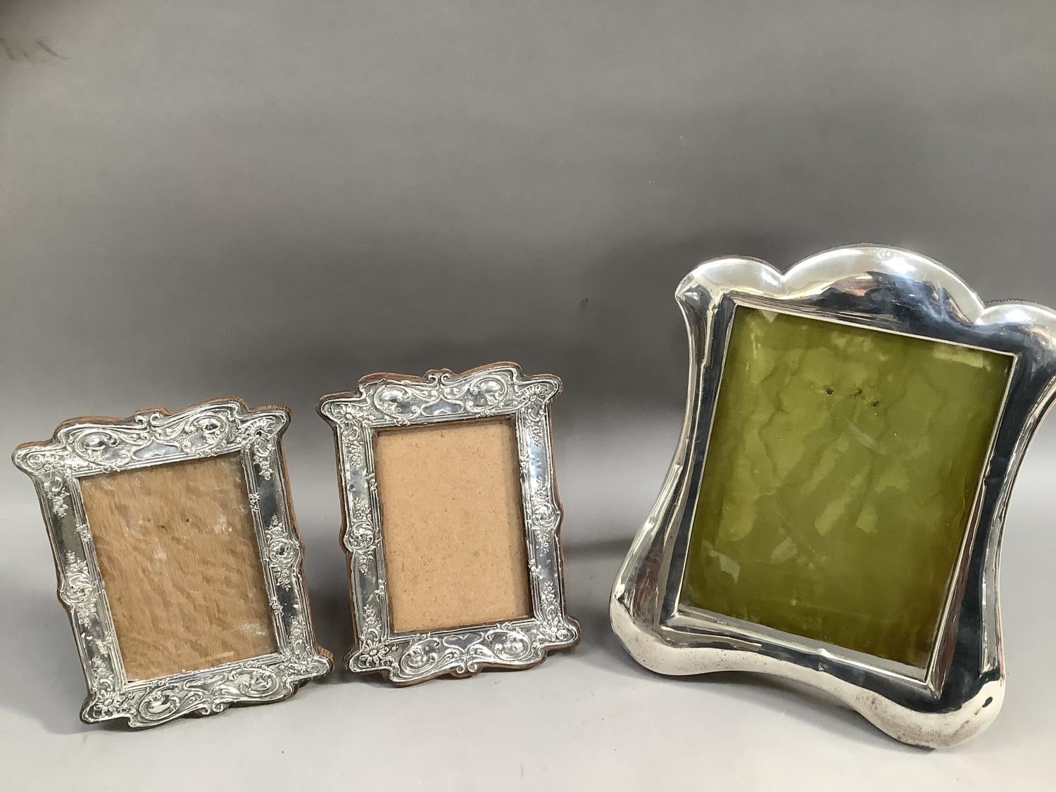 A George V silver fronted picture frame, portrait format with indented outline, Birmingham 1910, - Image 2 of 3