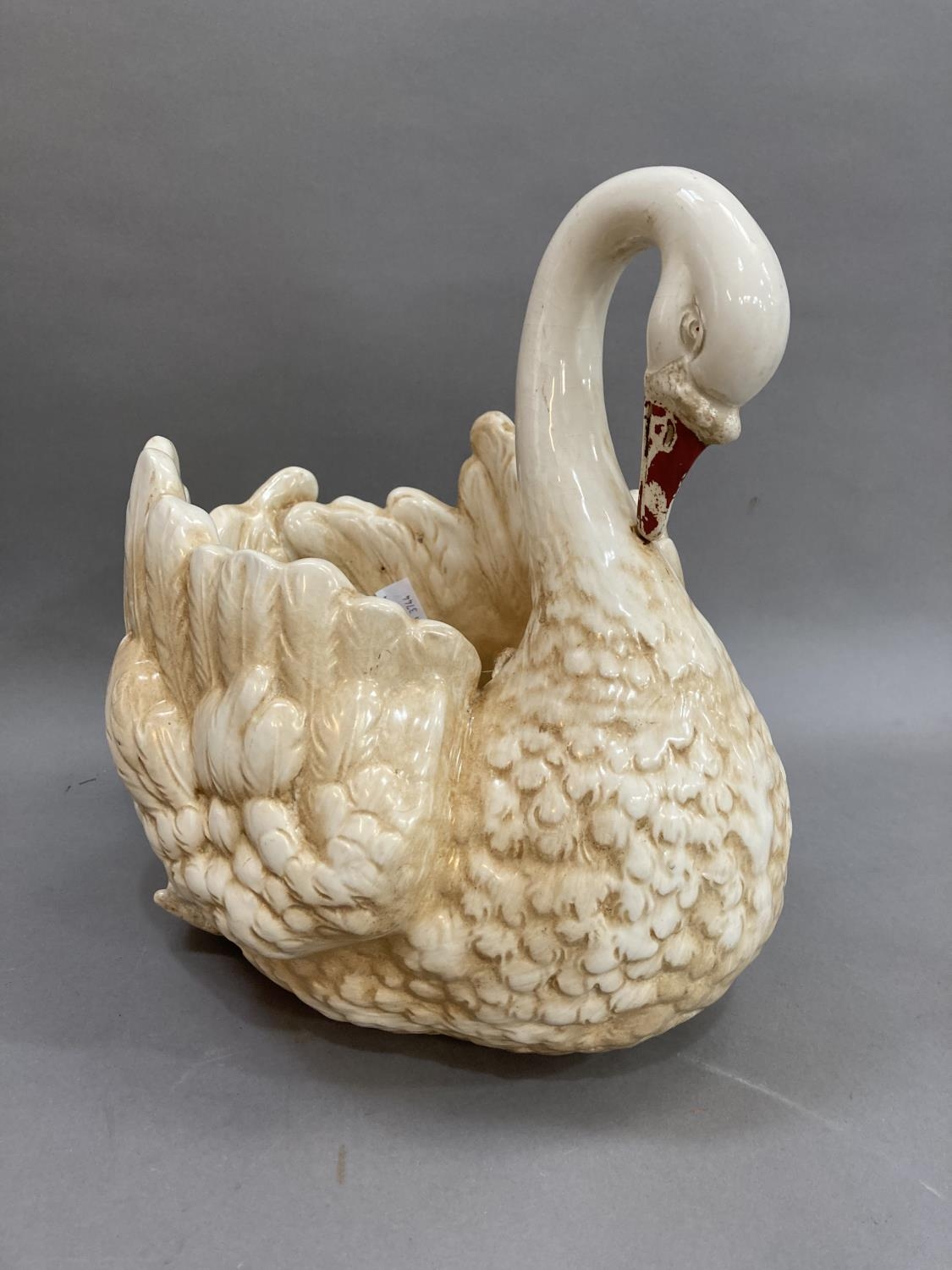 A large pottery model of a swan as a jardiniere 34.5cm high - Image 2 of 3