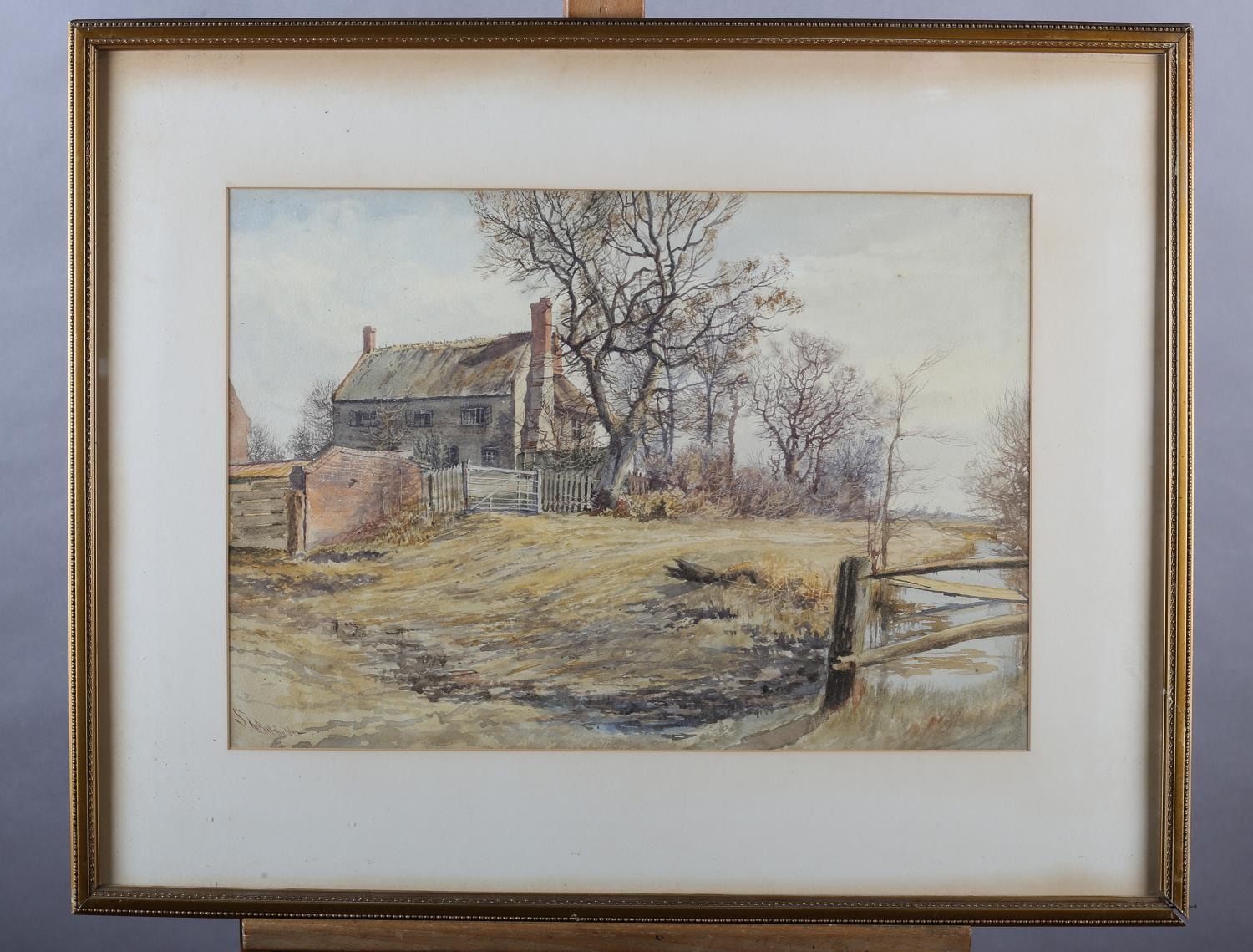 STEPHEN JOHN BATCHELDER (1849-1932), Farmhouse on the Fens and North Needham Ferry, a pair, - Image 4 of 7