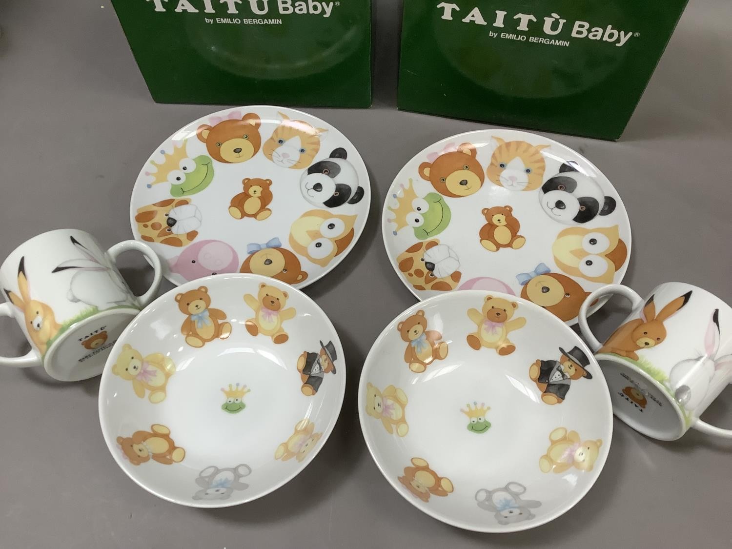 Two boxed Taitu Baby sets by Emilio Bergamin of Teddy Bear design each comprising two handled mug, - Image 2 of 3
