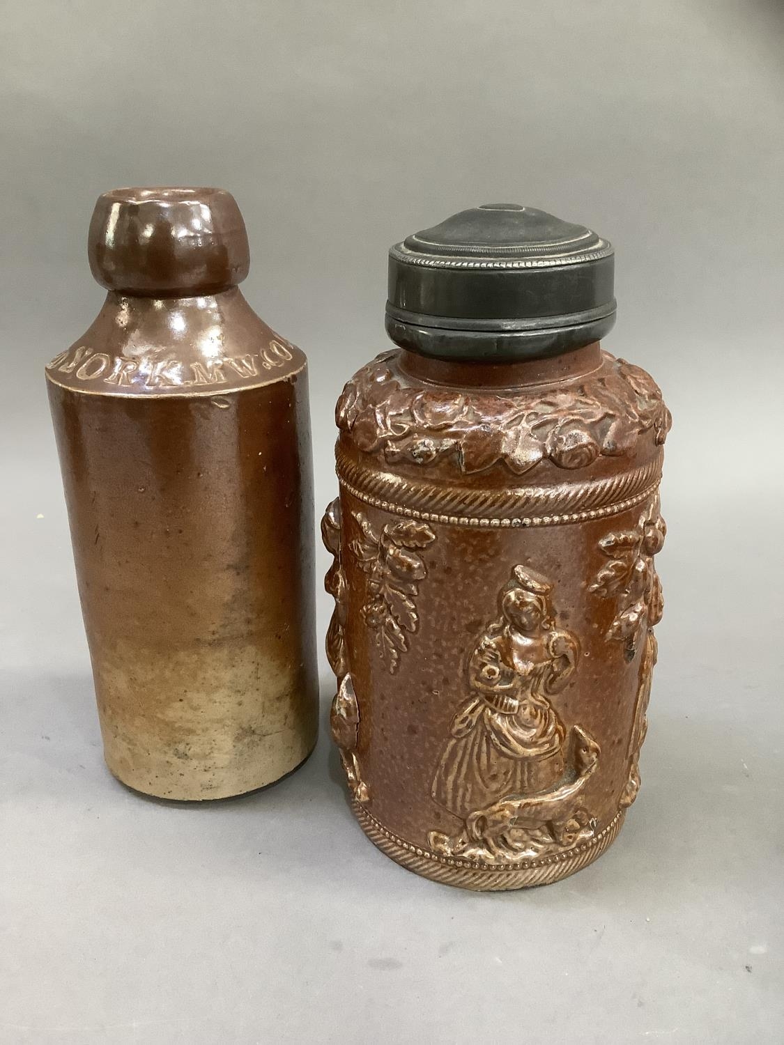 A 19th century barge ware jug the treacle glaze sprigged with urns of flowers, florets and a - Image 4 of 4