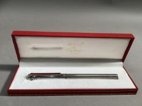 A Must de Cartier fountain pen in 18ct gold nib in case