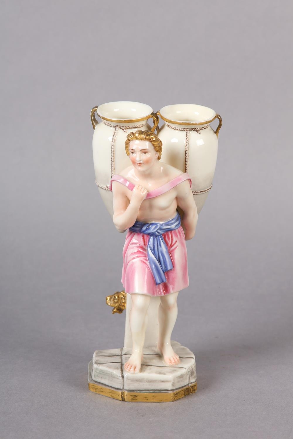 A Royal Worcester figure of a classical male water carrier carrying two amphora vases on his back, - Image 3 of 7