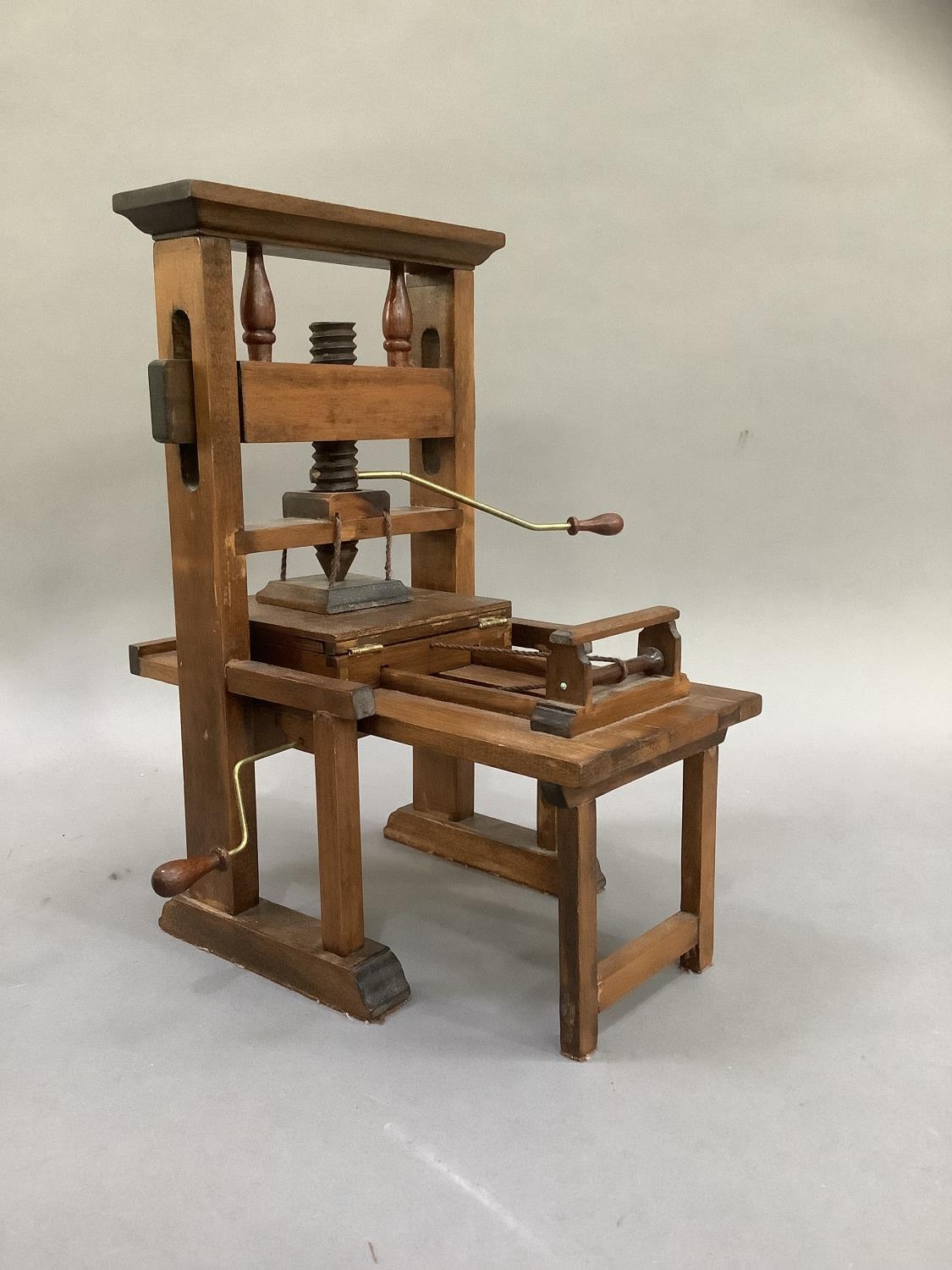 A model printing press and a spinning wheel - Image 2 of 3