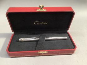 A Must de Cartier Fountain pen with 18ct gold nib, in case