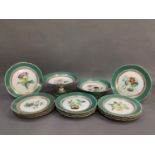 A Victorian dessert service, comprising two comports and fourteen plates, painted with floral sprigs