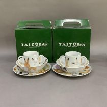 Two boxed Taitu Baby sets by Emilio Bergamin of Teddy Bear design each comprising two handled mug,