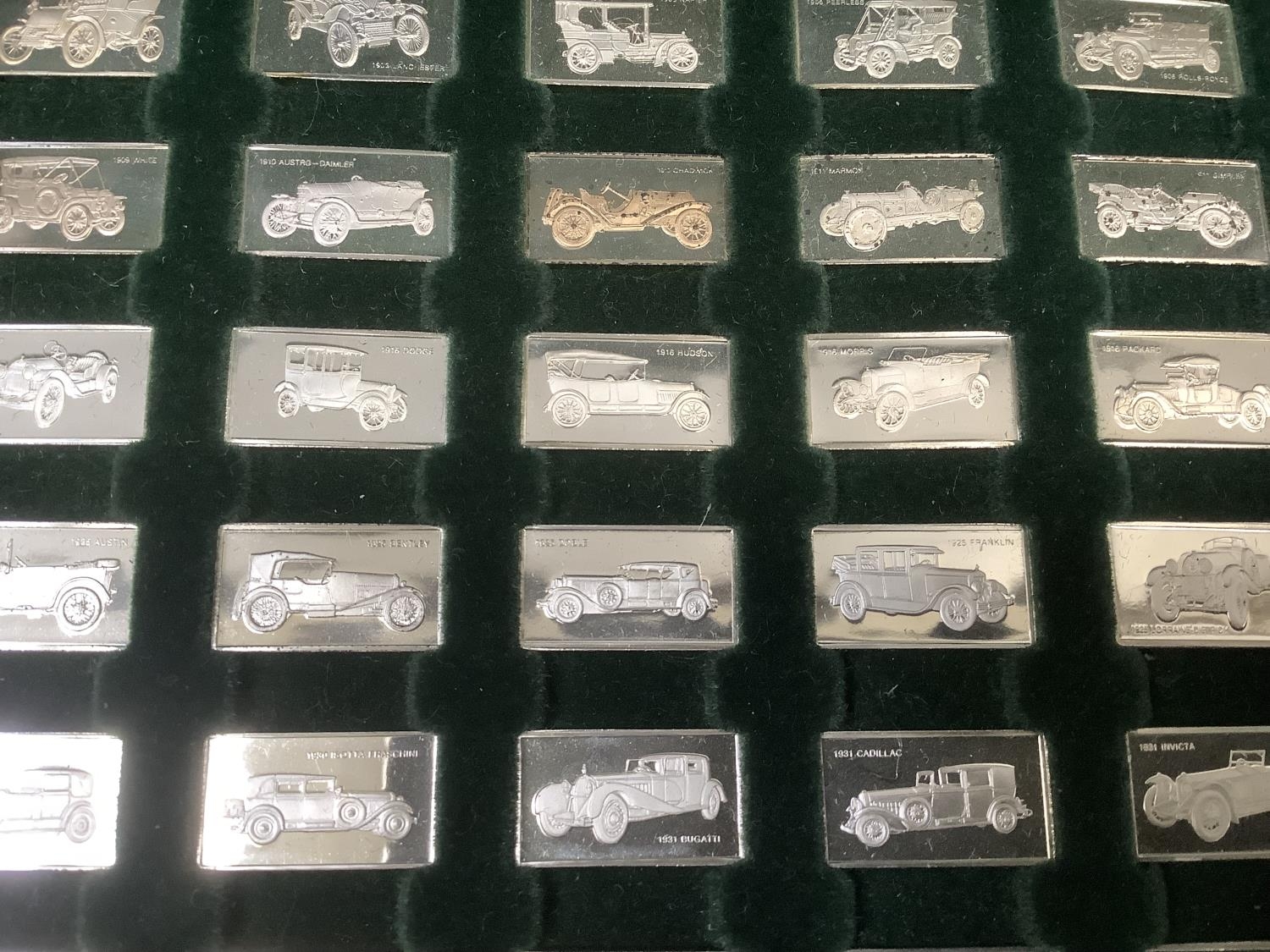 A cased set of '100 Greatest Cars' silver miniature ingots by John Pinches Ltd, 100 individual - Image 3 of 5