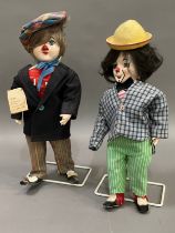 Two dolls by Image circa 1985, porcelain, handmade, one named Popov in checked hat and striped