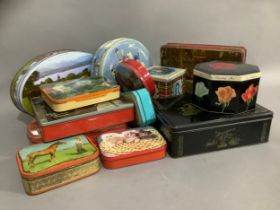 A collection of printed tins circa 1960's including Carr's Biscuits, Cadbury's, Shaun's Toffee and