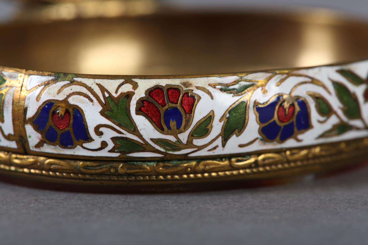 A late 19th century french banded agate gilt metal and champlevé enamel box of oval outline, 6. - Image 4 of 4