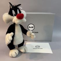 A Steiff mohair plush figure of Warner Bros Cartoon’s ‘Sylvester’, number 498 of 1500, 34cm high,