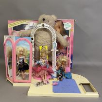 A 1980s Sindy Fashion Boutique, with three dolls - Spandex Sindy, Bagpipe Sindy and guest appearance