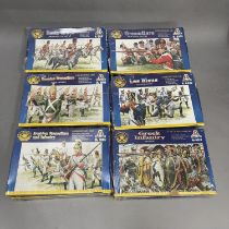 A collection of boxed, Italeri 1/72 scale model soldiers and characters, including Gaul Warriors,