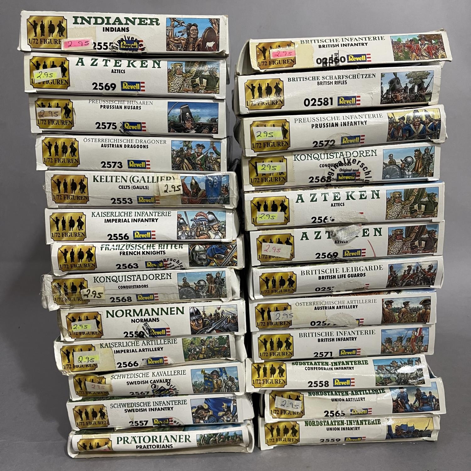 A quantity (25) of boxed Revell 1/72 scale historical combatants, including Aztecs, Normans,