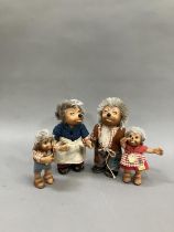 A Steiff hedgehog doll family- Mecki, Micki, Macki and Mucki all with labels, Mucki also with