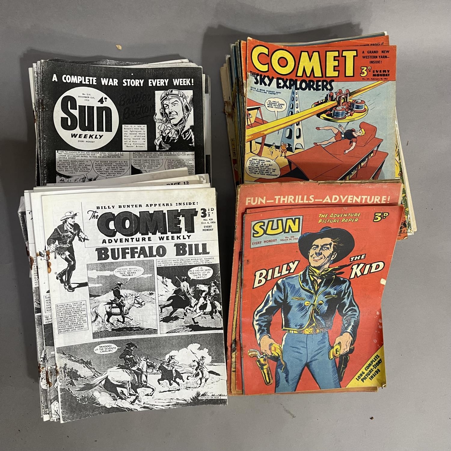 A collection of comics from the early to late 1950s, comprising 69 issues of The Comet Adventure
