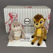 Two Steiff mohair plush figures of Disney’s cartoon characters ‘Bambi and Thumper’, number 313 of