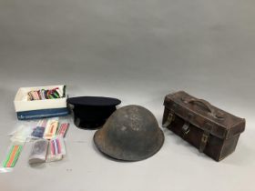 Militaria including leather field case stamped 1941 13, 30.5cm wide x 12.5cm deep x 16cm high, a