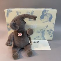 A Steiff mohair plush figure of ‘Nelly Elephant’, number 429 of 500, 28cm high, boxed with