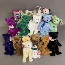 A collection of 22 Ty Beanie Babies, including Princess, Britannia, Curly, Peace, Erin, Halo, 1999