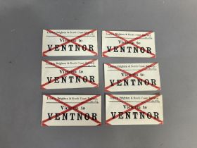 Six London, Brighton and South Coast Railway tickets for Victoria to Ventnor