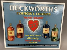 A re-print Duckworth's 'Heart Brand' Essences and Colours advertising board, 36cm x 44.5cm