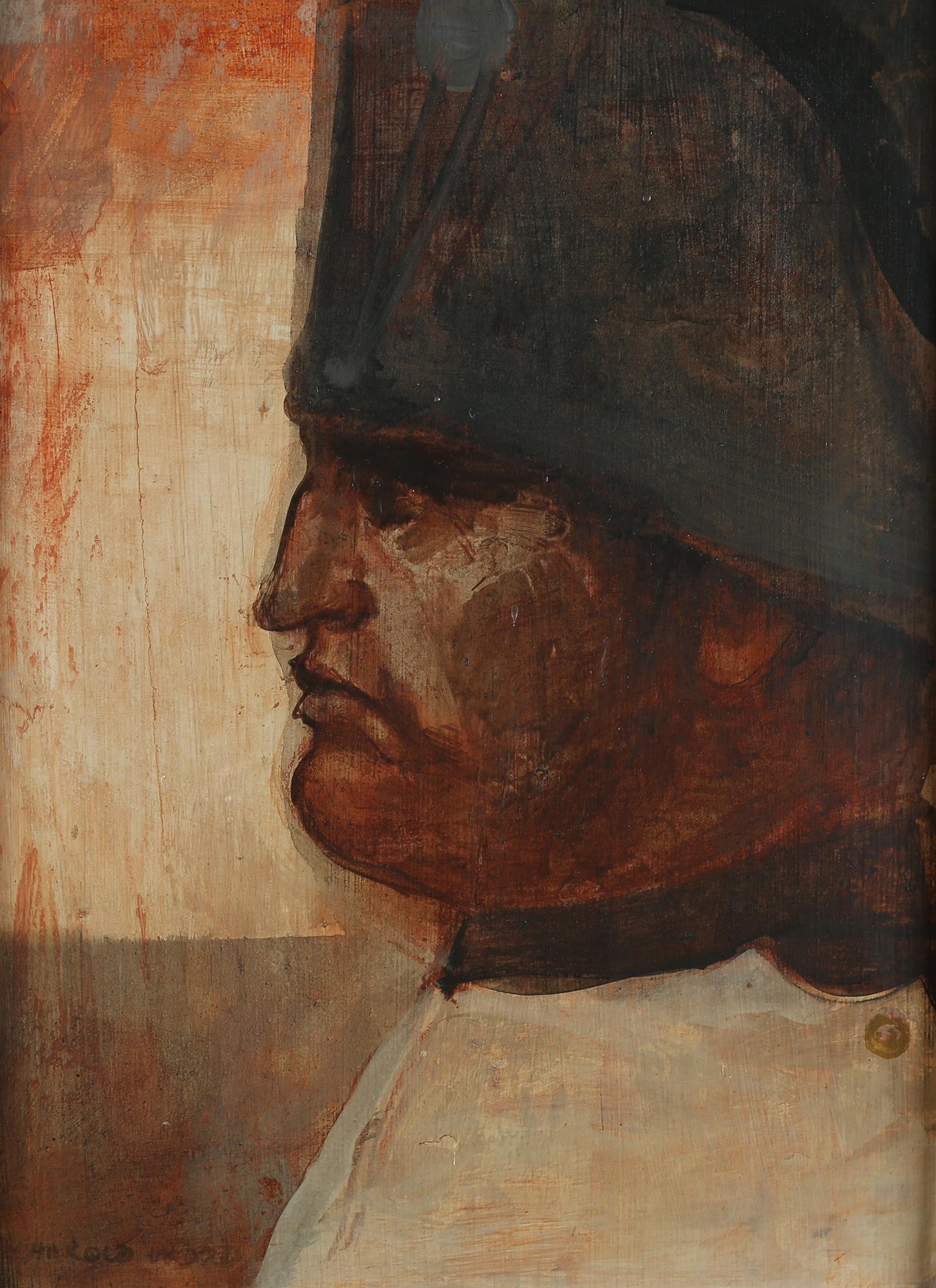 ARR Harold Wood (1918-2014), Napoleon, head and shoulders portrait in profile, oil on board, - Image 2 of 5