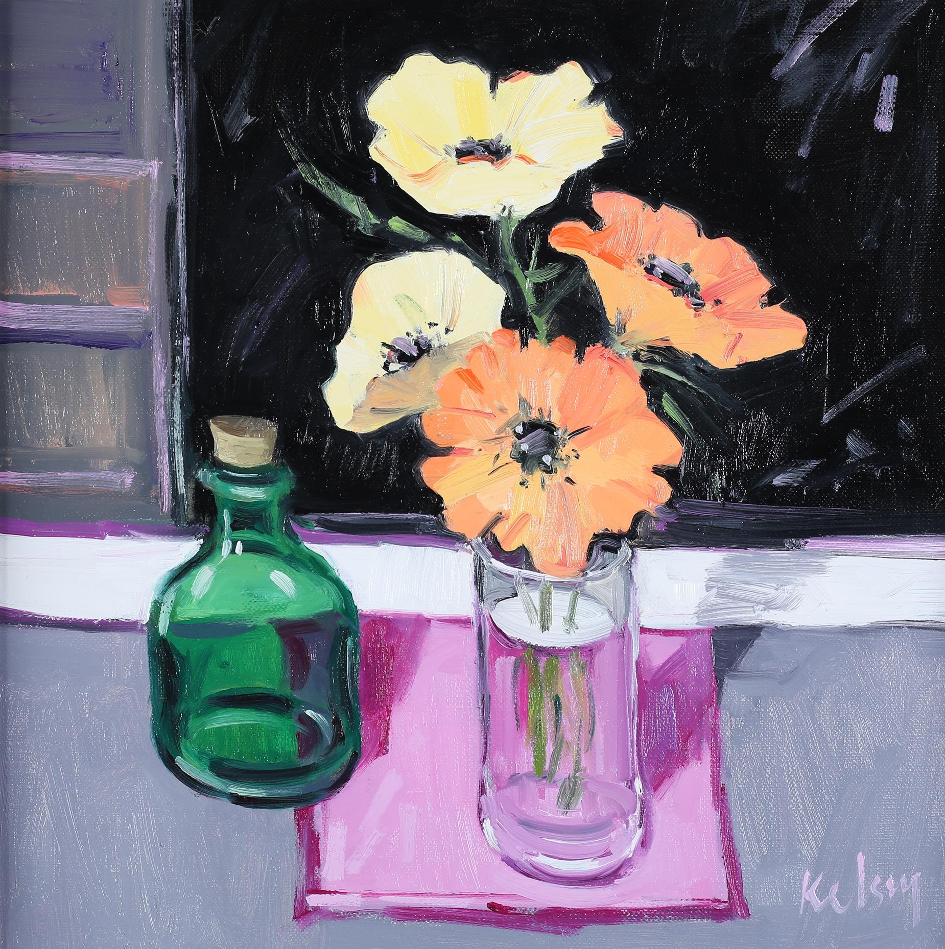 ARR Robert Kelsey (b 1949), Poppies in a Glass, oil on canvas, signed to lower right, 31cm x 30cm ( - Image 2 of 5