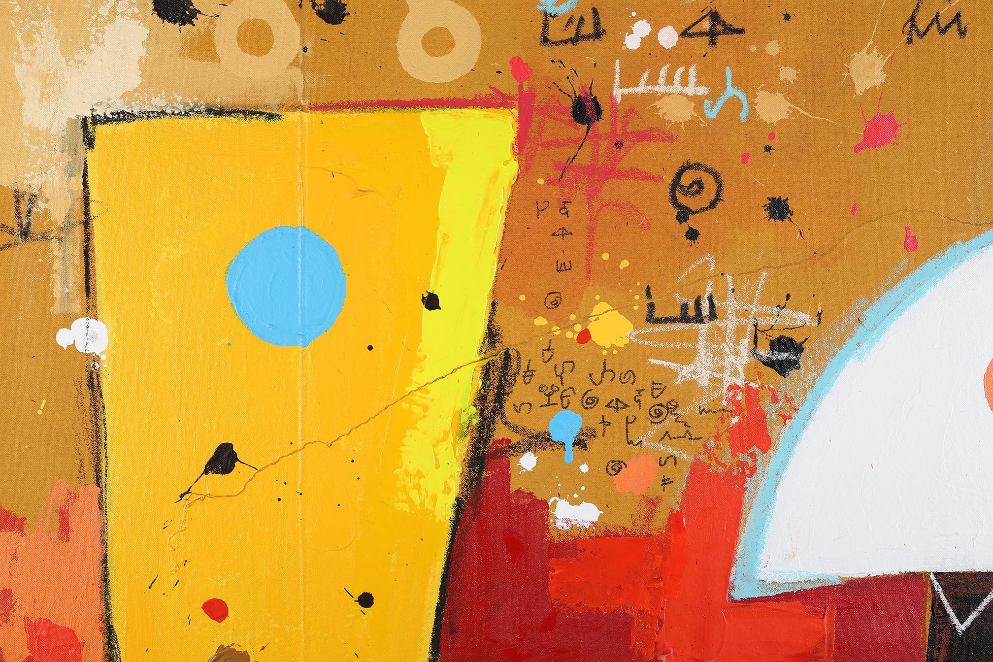 Marcel Pinas Suriname (b 1971), Abstract Composition, symbols from the Afaka script, and other - Image 2 of 5