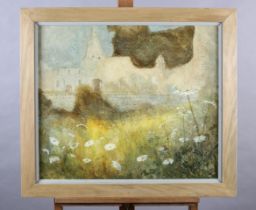 ARR John Lacoux (1930-2008), Ruins and wild flowers, oil on canvas, signed to lower right, 50cm x