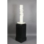 David Logan American, 20th/21st century, Lingam, Bardiglio White Marble, sculpture, raised on an