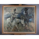 ARR Harold Wood (1918-2014), Don Quixote and Sancho, unsigned, oil on board, 100cm x 125cm (