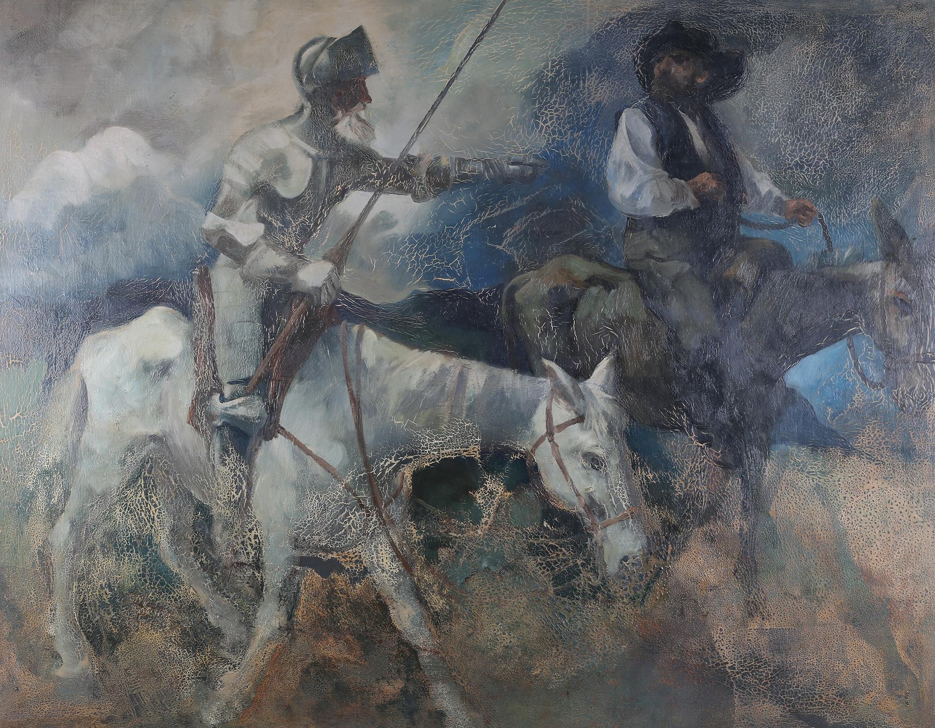 ARR Harold Wood (1918-2014), Don Quixote and Sancho, unsigned, oil on board, 100cm x 125cm ( - Image 2 of 7