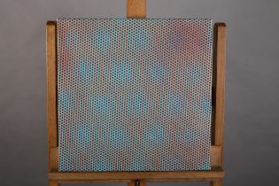 ARR Kate Allen, 20th/21st century, Gold, pattern of brown overlapping gold on turquoise, oil on