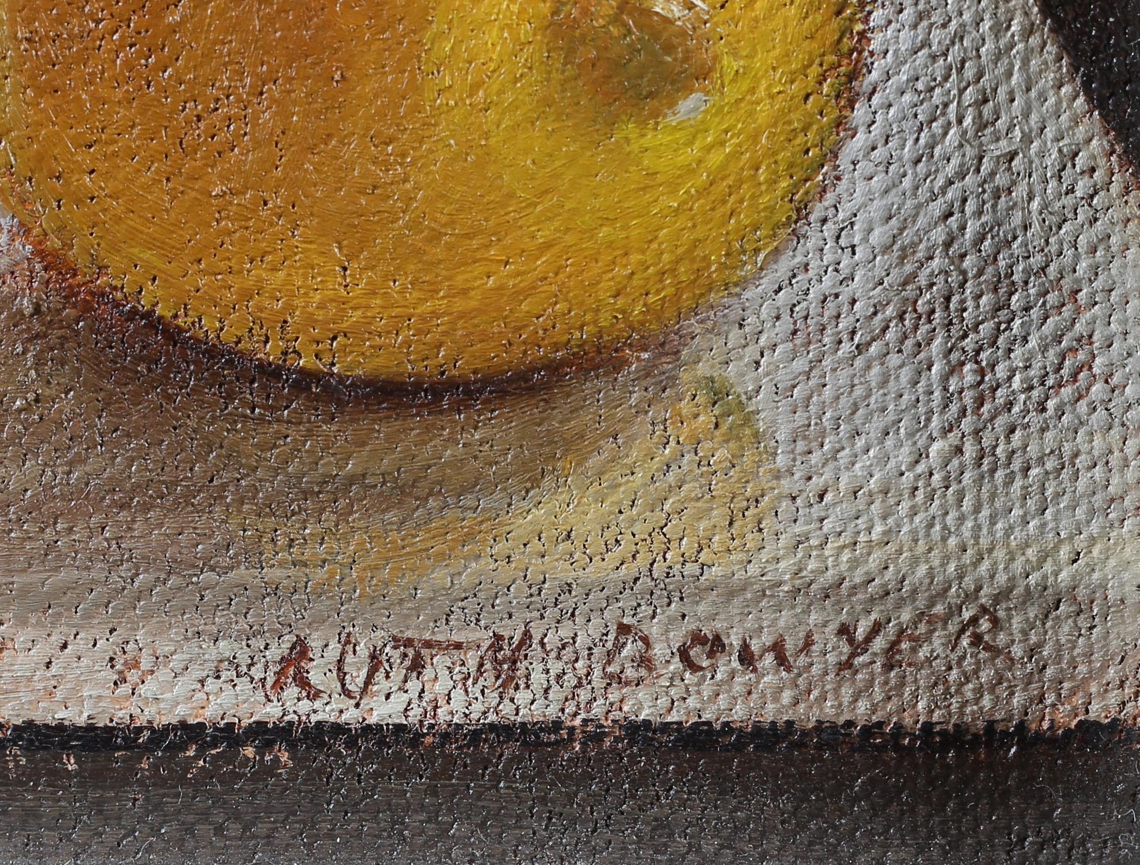 ARR Ruth Bowyer (b 1948), Lemon and Silver Mug, oil on board, signed to lower right, 14.5cm x 17. - Image 4 of 5