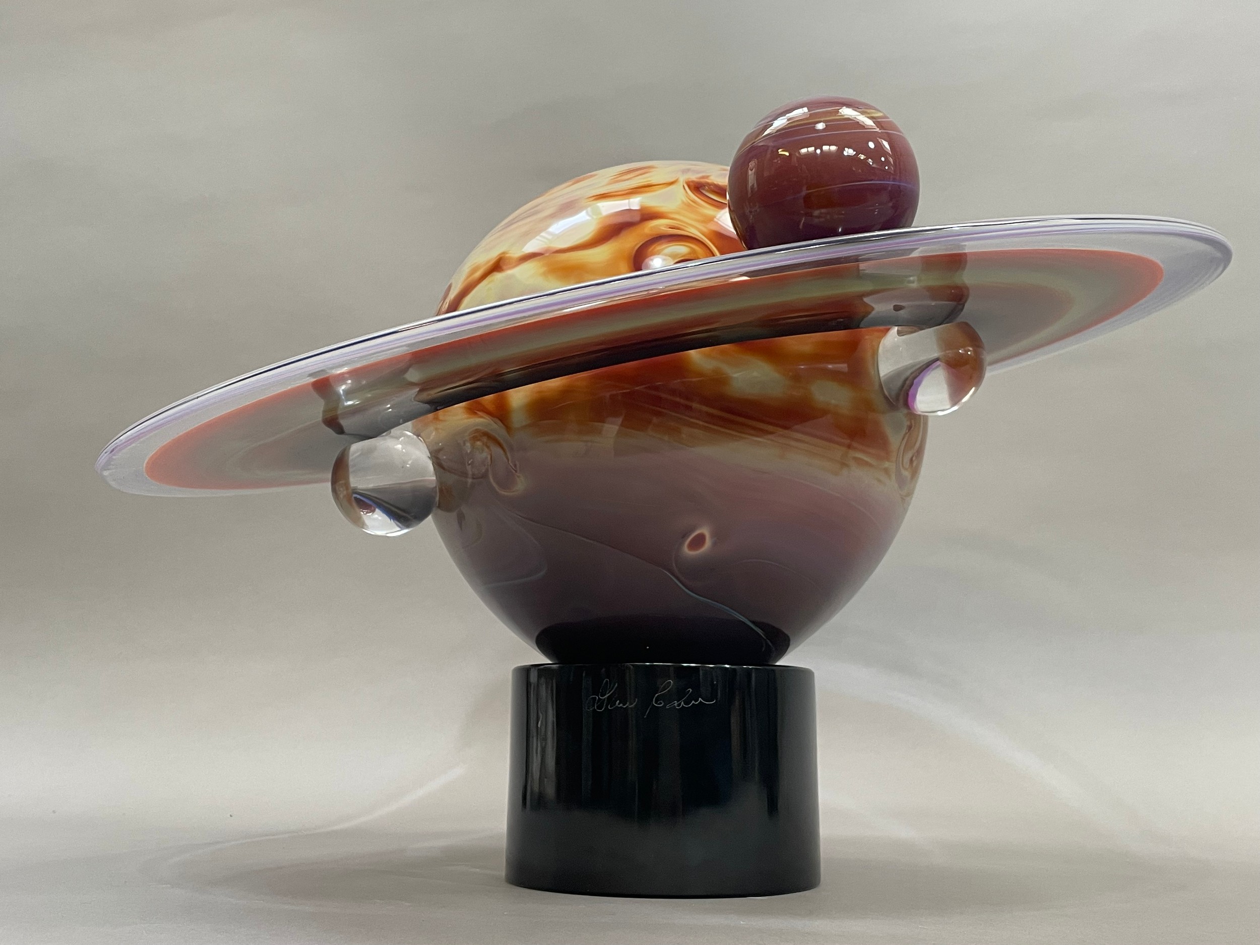 ARR Dino Rosin (Italian b1948), A Murano Calcedonia and banded glass sculpture of the planet Saturn, - Image 7 of 10