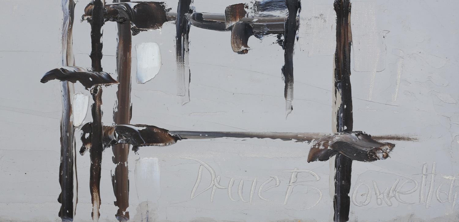 ARR Druie Bowett (1924-1998), Industrial landscape, abstract, oil on canvas, incised signature and - Image 4 of 7