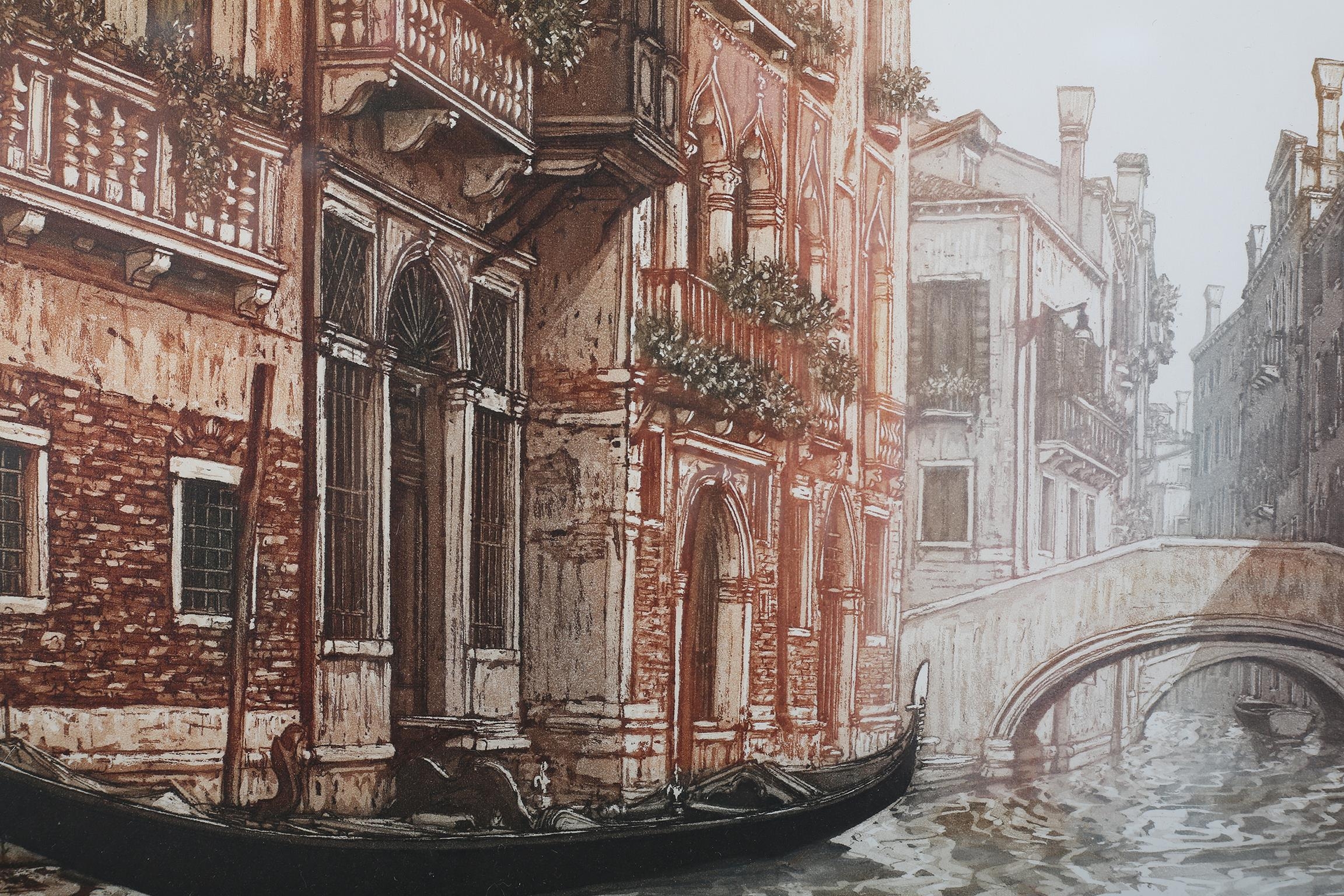 ARR Ugo Baracco Italian (b 1949), Venetian Palazzetto, coloured etching, signed and no 33/80 in - Image 4 of 5