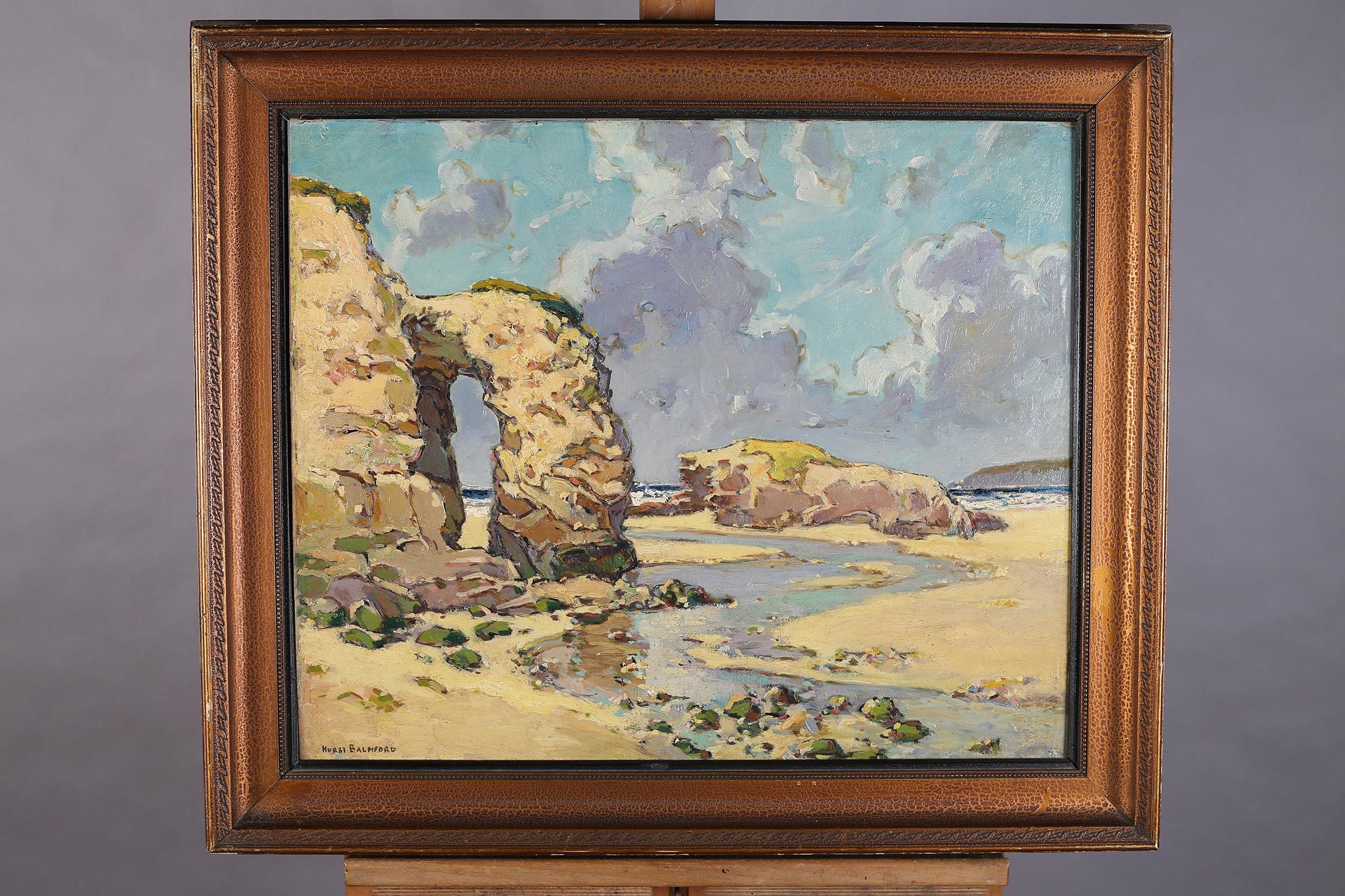 Hurst Balmford (1871-1950), The Beach Portreath, oil on artist's board, signed to lower left, 46cm x