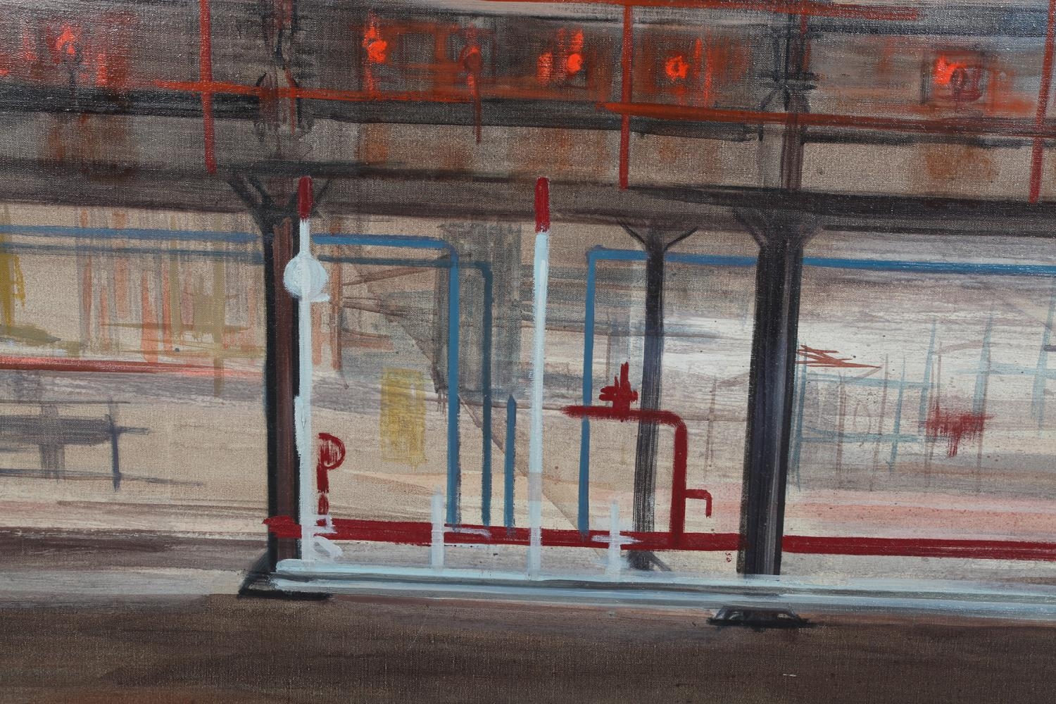 ARR Druie Bowett (1924-1998), Glass Bulbs, Harworth, factory interior, oil on canvas, signed and - Image 2 of 3