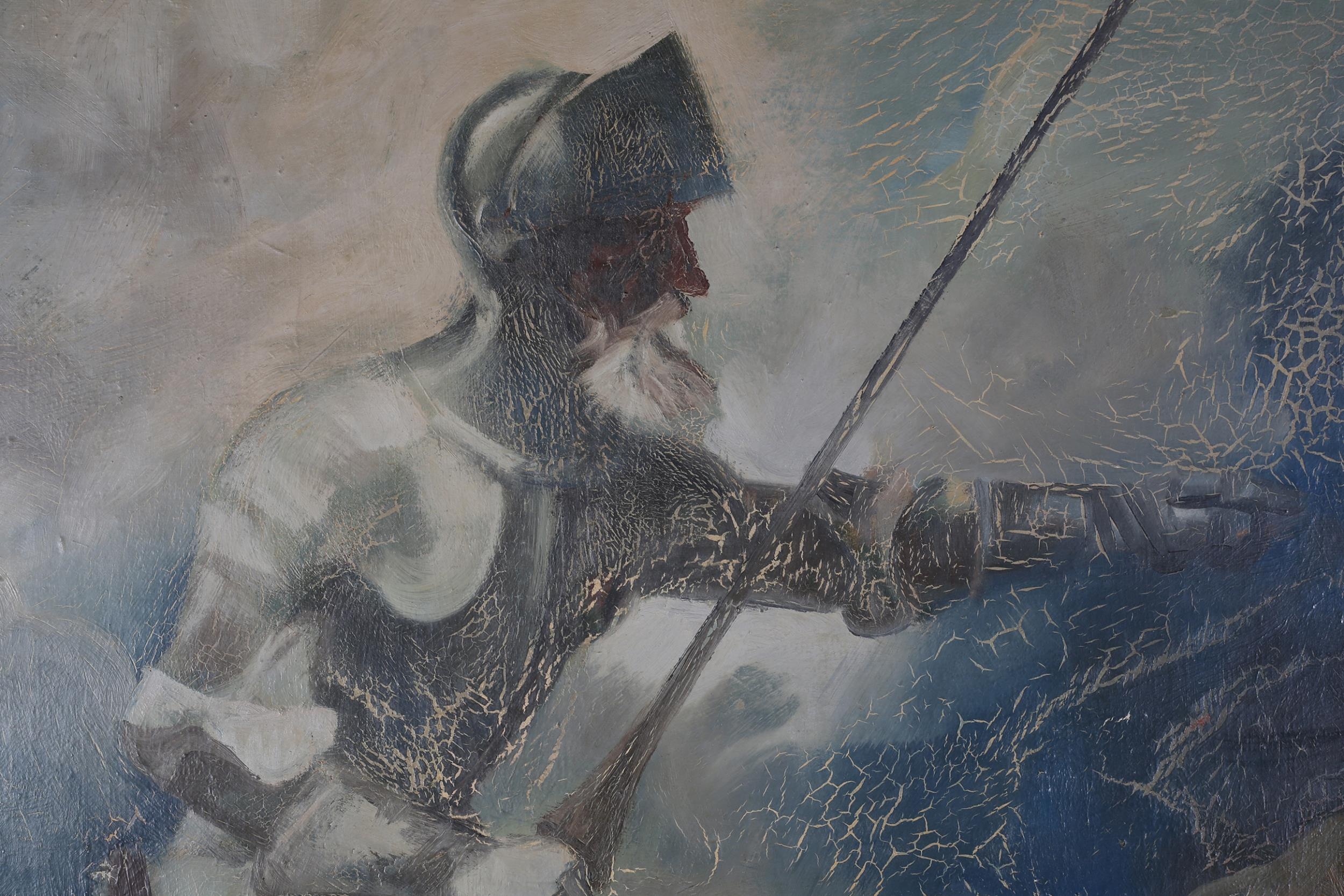 ARR Harold Wood (1918-2014), Don Quixote and Sancho, unsigned, oil on board, 100cm x 125cm ( - Image 5 of 7