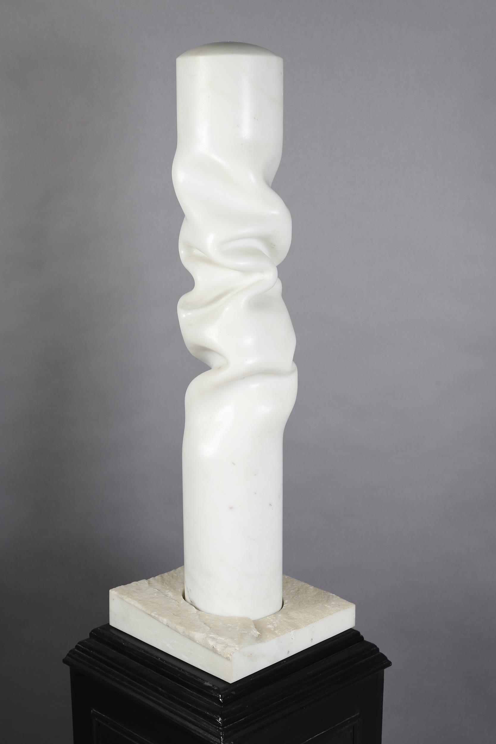 David Logan American, 20th/21st century, Lingam, Bardiglio White Marble, sculpture, raised on an - Image 2 of 5