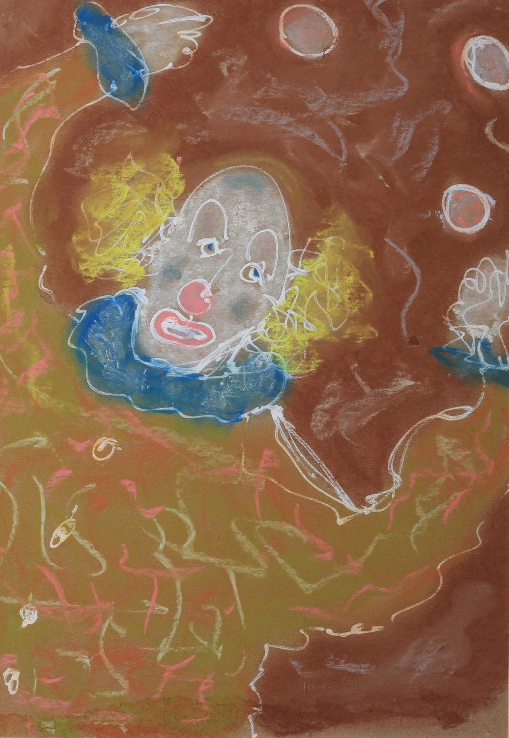 ARR Rachmiel Kranz (20th century), Clown with balloons, mixed media, signed and dated (19)88 to