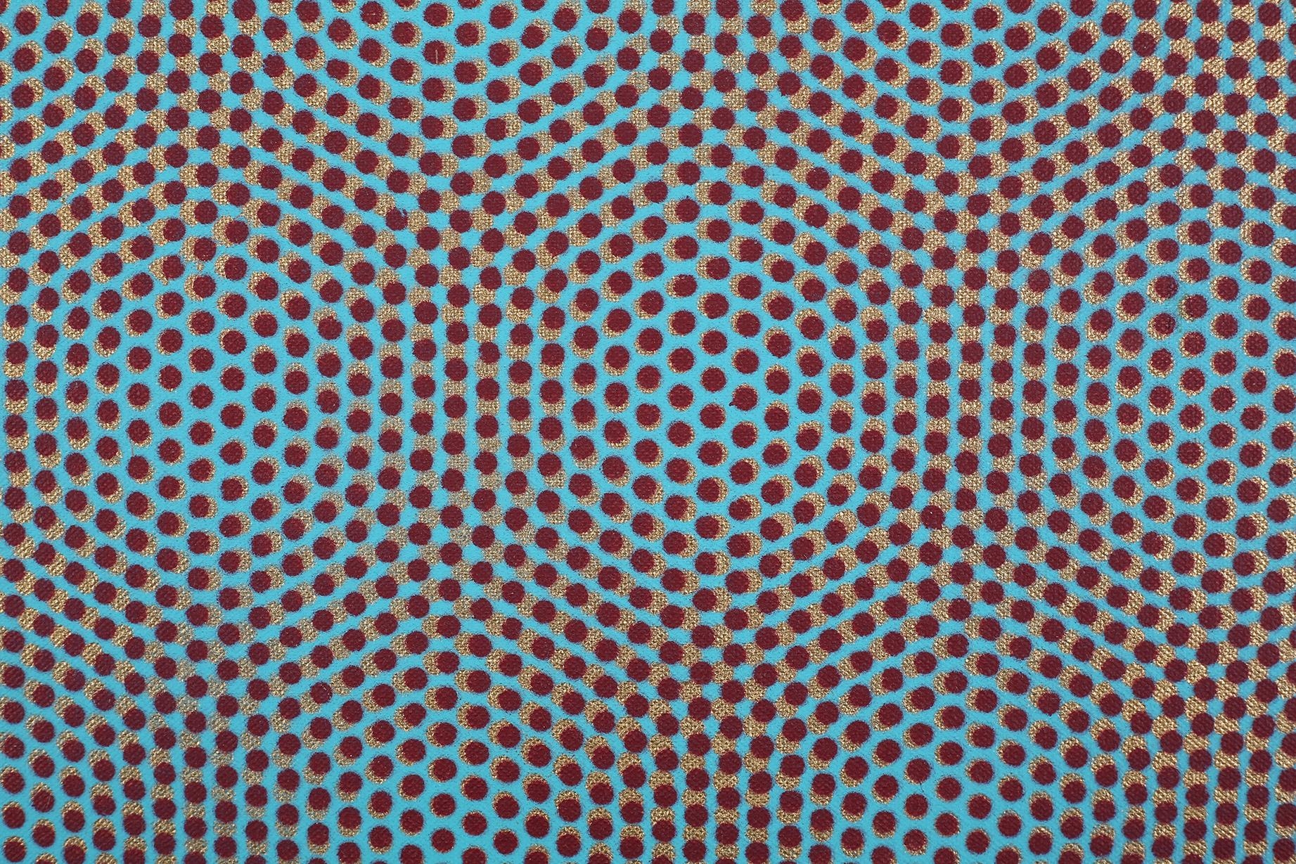 ARR Kate Allen, 20th/21st century, Gold, pattern of brown overlapping gold on turquoise, oil on - Image 2 of 3