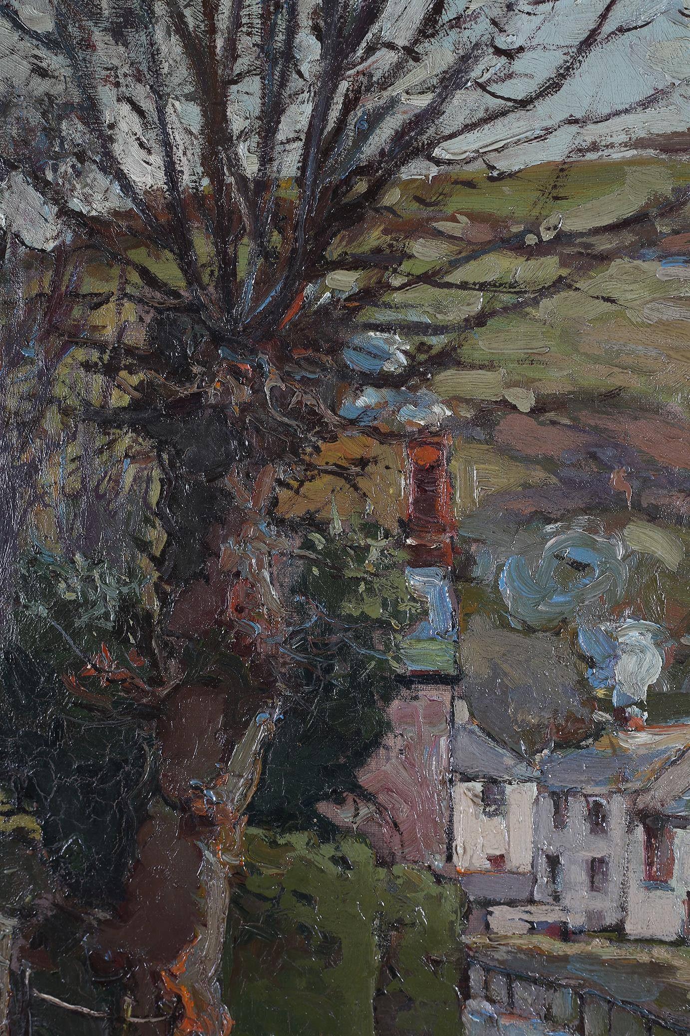 Hurst Balmford (1871-1950), Crumplehorn, Polperro, Street scene with winter trees, oil on board, - Image 4 of 5