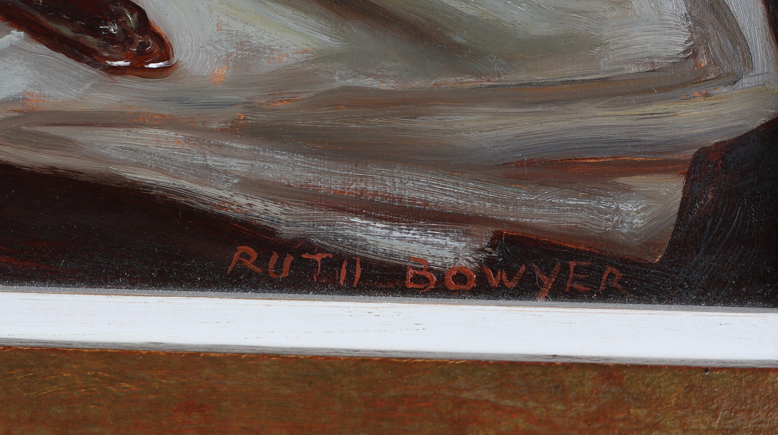 ARR Ruth Bowyer (b 1948), Orange and Silver Mug, oil on board, signed to lower right, with Walker - Image 4 of 5