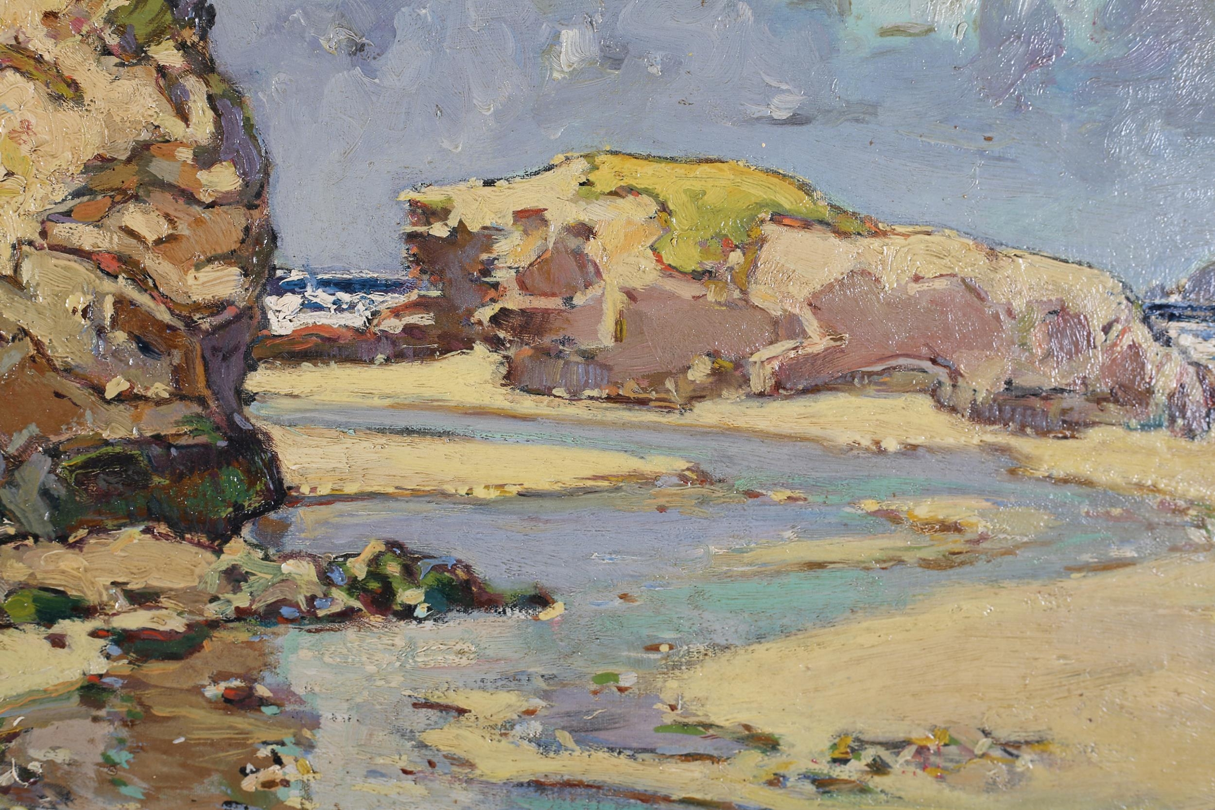Hurst Balmford (1871-1950), The Beach Portreath, oil on artist's board, signed to lower left, 46cm x - Image 4 of 5