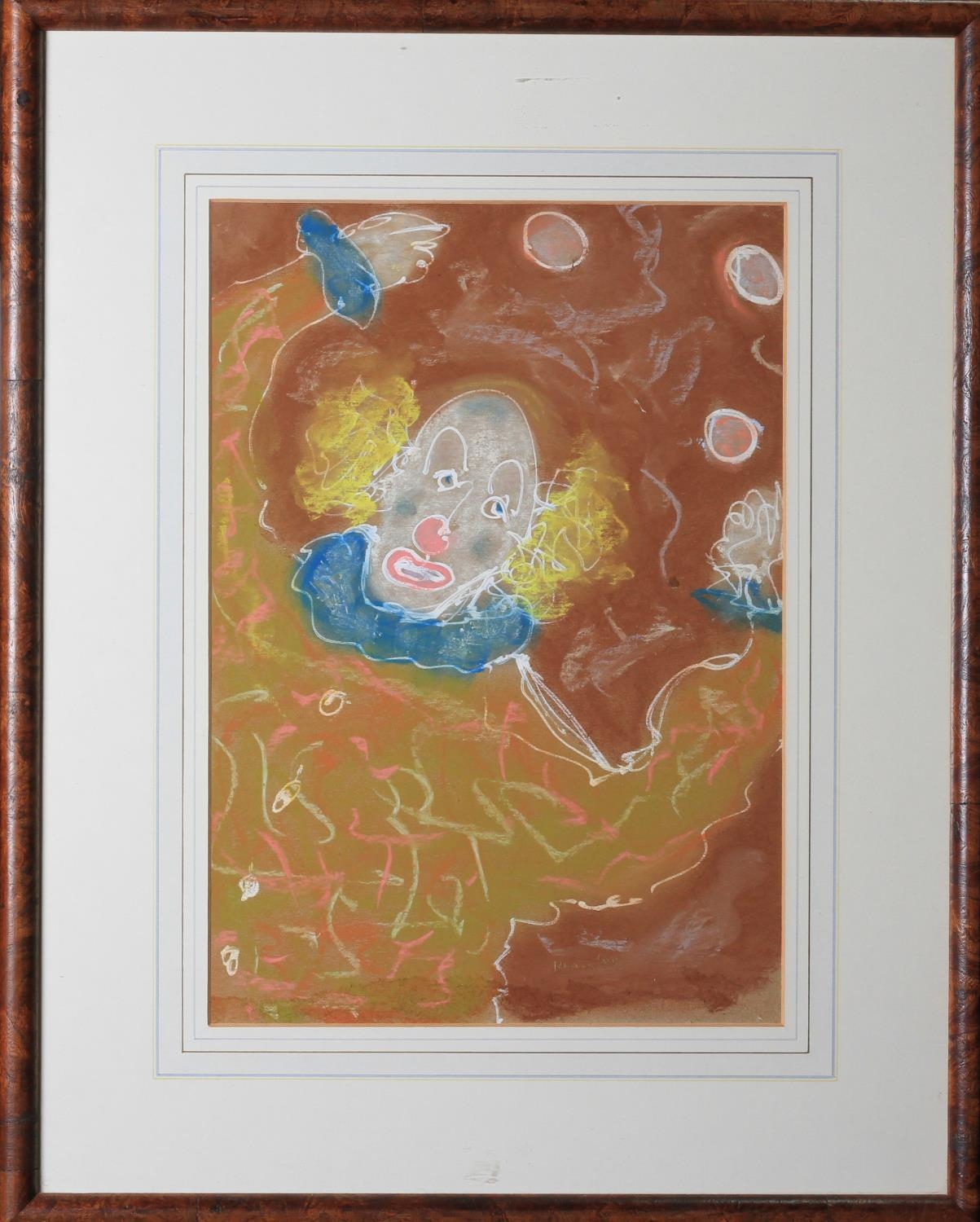 ARR Rachmiel Kranz (20th century), Clown with balloons, mixed media, signed and dated (19)88 to - Image 2 of 4